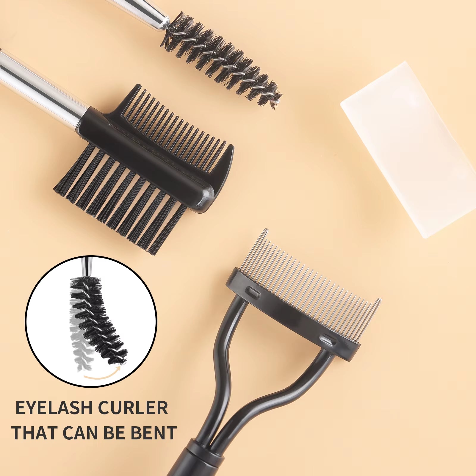 Eye Makeup Tool Set,3Pcs Double Head Eyebrow Brush Eyelash Curl & Fine Eyebrow Brush Comb & Eyelash Separator Soft