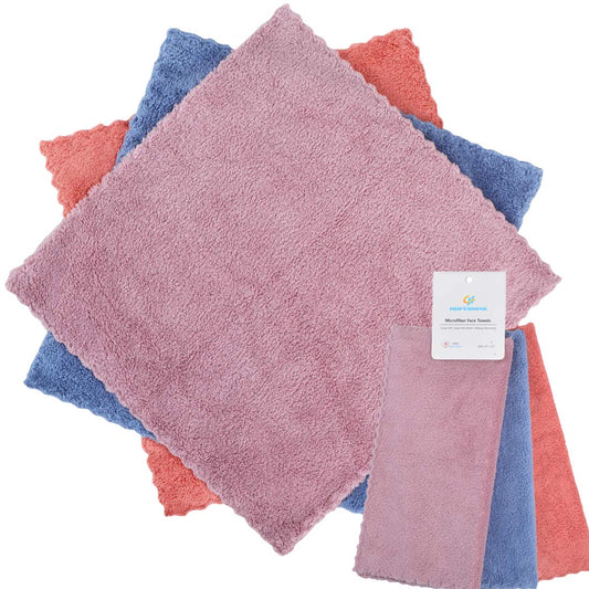 Face Makeup Remover Clot Wash Cloth for Face Towels Facial Cleaning Wipes Reusable Soft for Sensitive Skin Erase Mascara, Eyeliner, Foundation, Lipstick with Just Water 12 Inch X 12 Inch