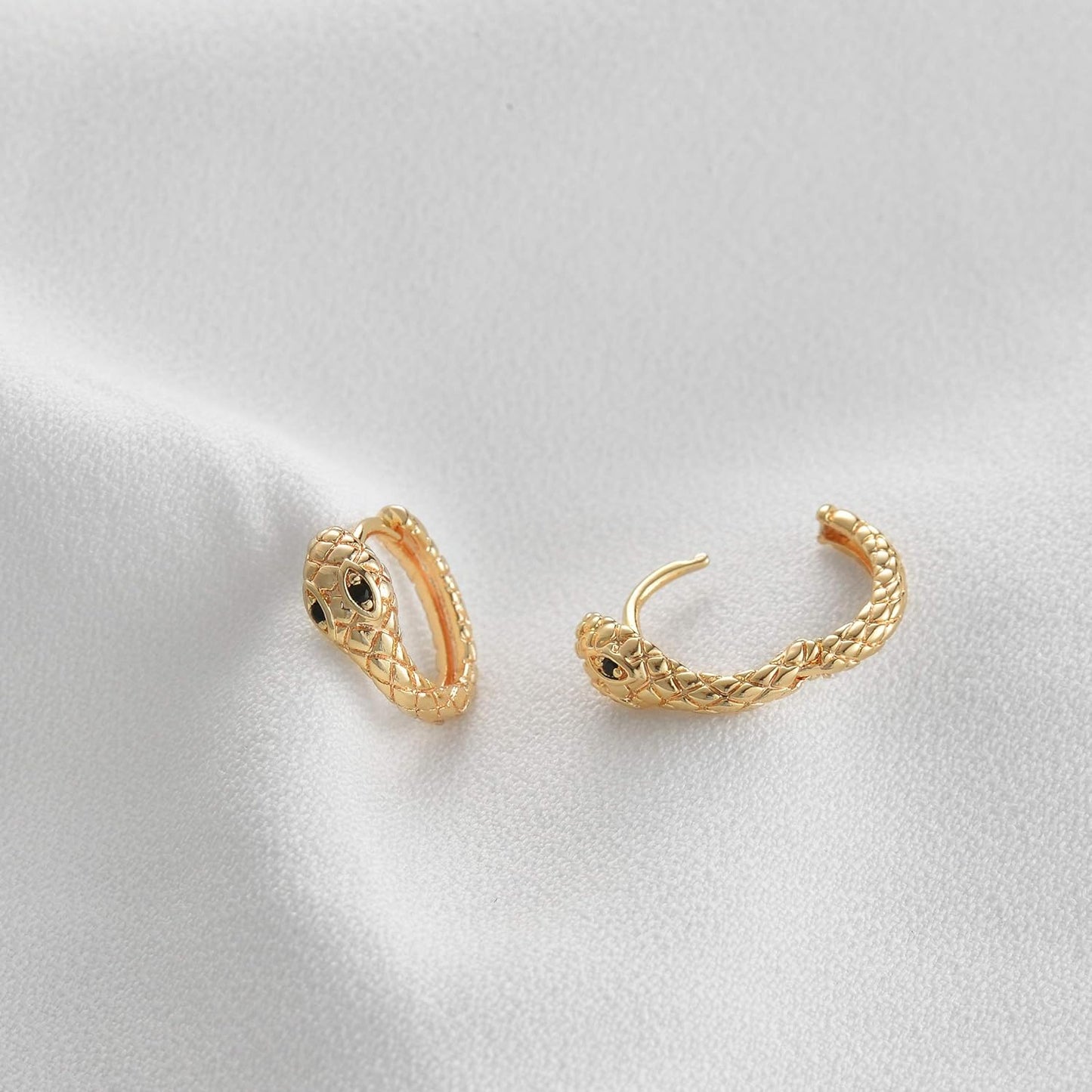 Dainty Gold Snake Earrings for Women 18K Gold Plated Dainty Snake Huggie Hoop Earrings Small Tiny Minimalist Snake Hoop Huggie Earrings Snake Jewelry