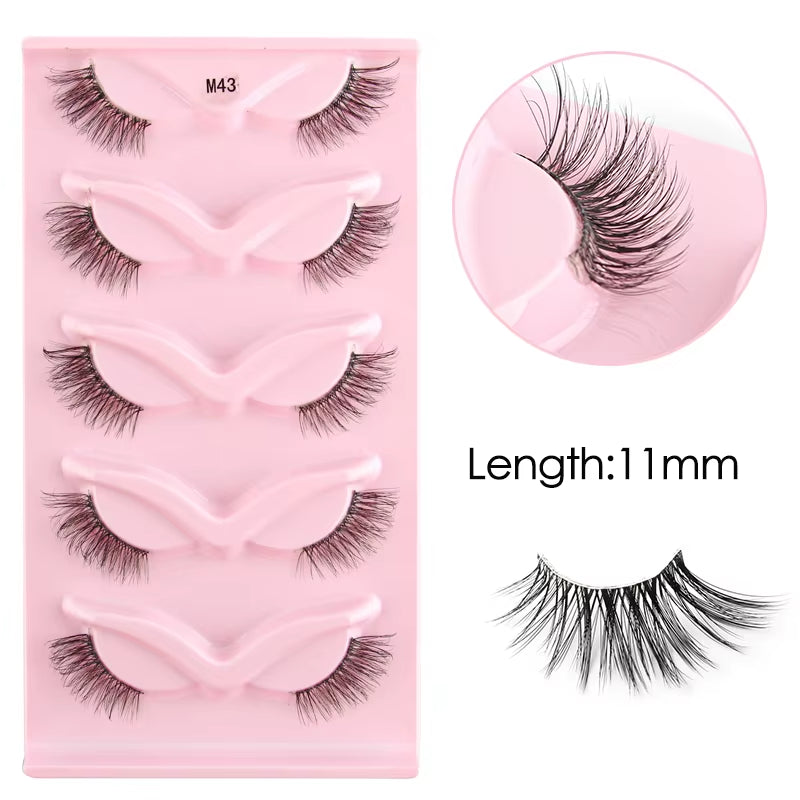 Half Lashes 5/7/10 Pairs Half False Eyelashes Soft Natural Cat Eye Lashes Makeup 3D Mink Eyelash Extension Fluffy Faux Cils