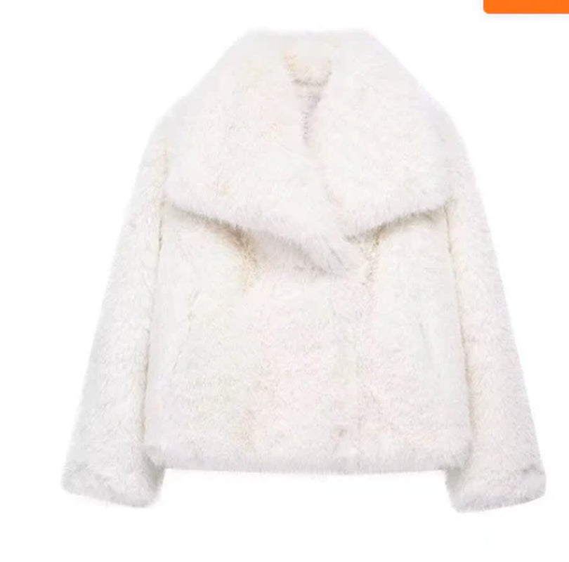 Winter Plush Coat Fashion Thicken Lapel Outwear Casual Long Sleeve Tops