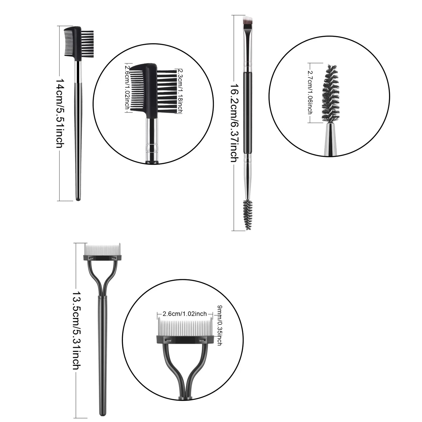 Eye Makeup Tool Set,3Pcs Double Head Eyebrow Brush Eyelash Curl & Fine Eyebrow Brush Comb & Eyelash Separator Soft