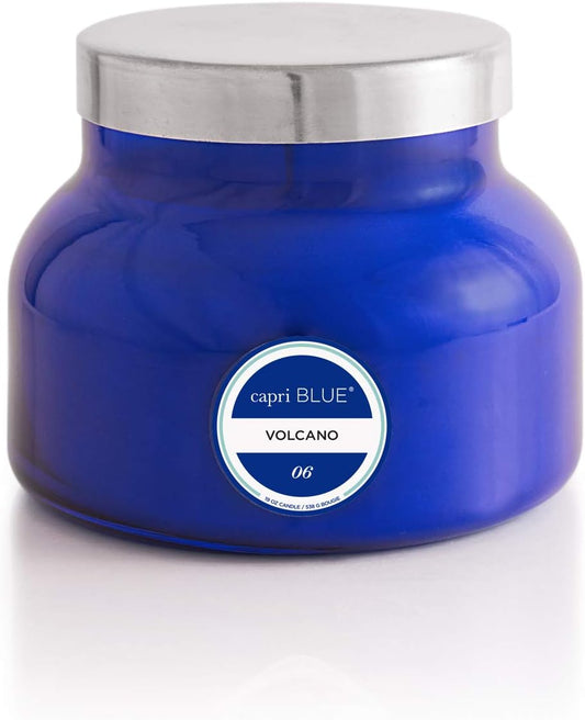 Volcano Scented Candles - Luxury Candles for Home Scented with Tropical Fruit & Sugared Citrus - Soy Candle Wax Blend - Tropical Candle - Jar Candles - Blue Candle (19 Oz)