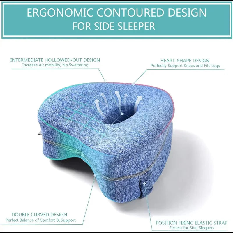 Ergonomic Spine Alignment Pillow for Hip Pain Relief and Sciatica Support, Ideal for Side Sleepers