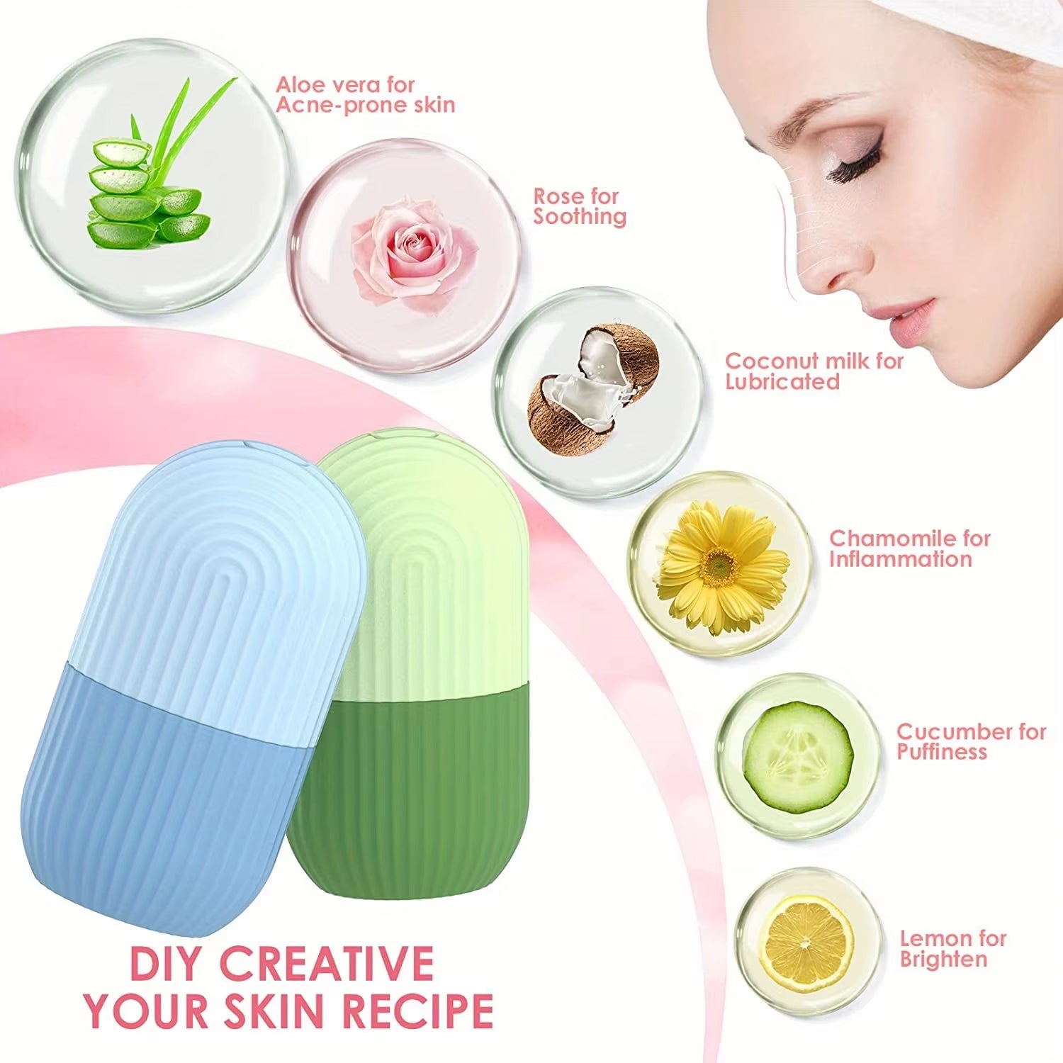 Silicone Ice Mold for Face Beauty Facial Ice Cube Mold Ice Roller for Face and Eye Icing Gua Sha Face Massage Skin Care Tool