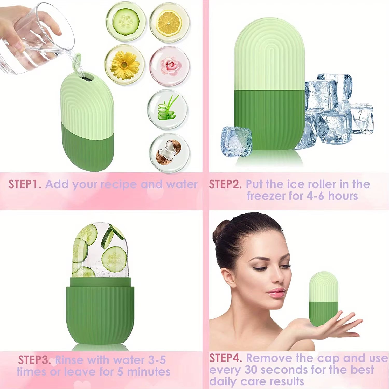 Silicone Ice Mold for Face Beauty Facial Ice Cube Mold Ice Roller for Face and Eye Icing Gua Sha Face Massage Skin Care Tool