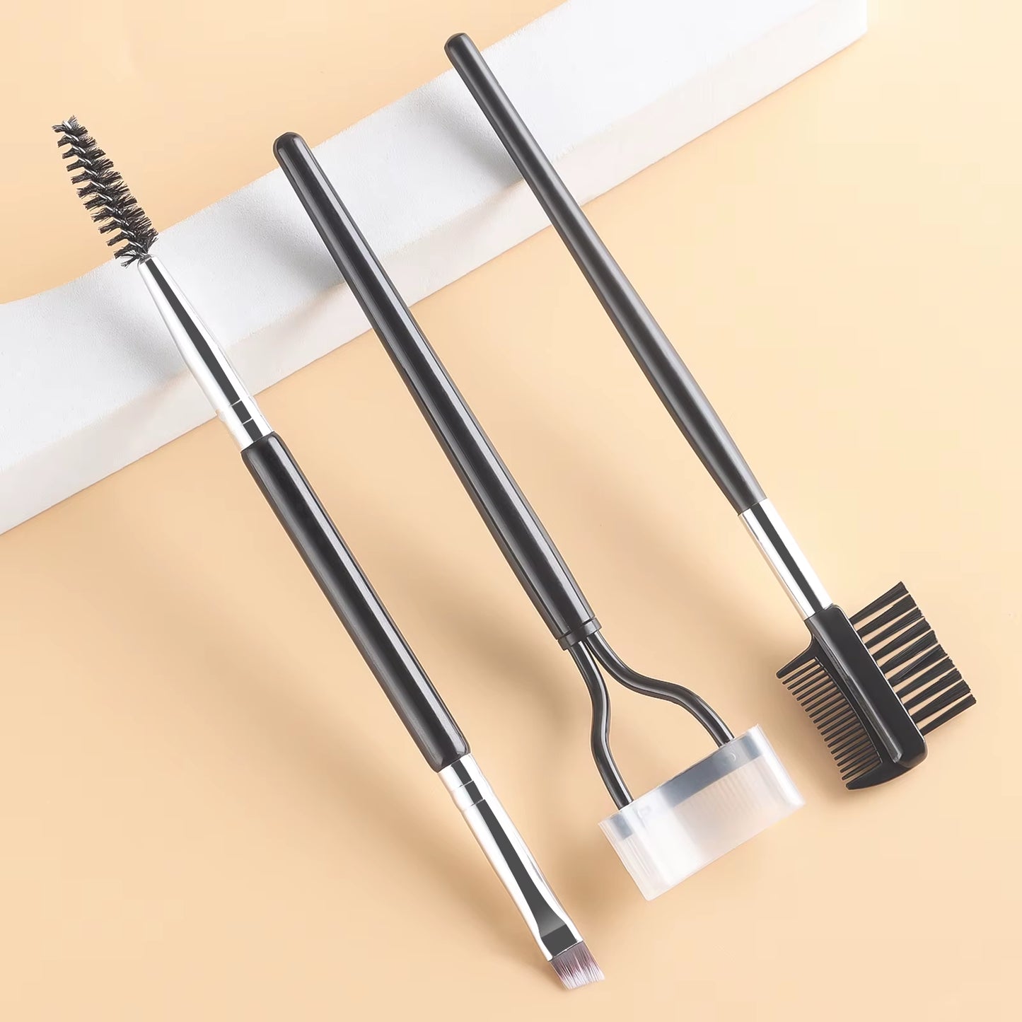 Eye Makeup Tool Set,3Pcs Double Head Eyebrow Brush Eyelash Curl & Fine Eyebrow Brush Comb & Eyelash Separator Soft