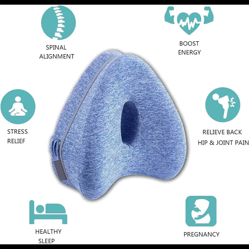 Ergonomic Spine Alignment Pillow for Hip Pain Relief and Sciatica Support, Ideal for Side Sleepers