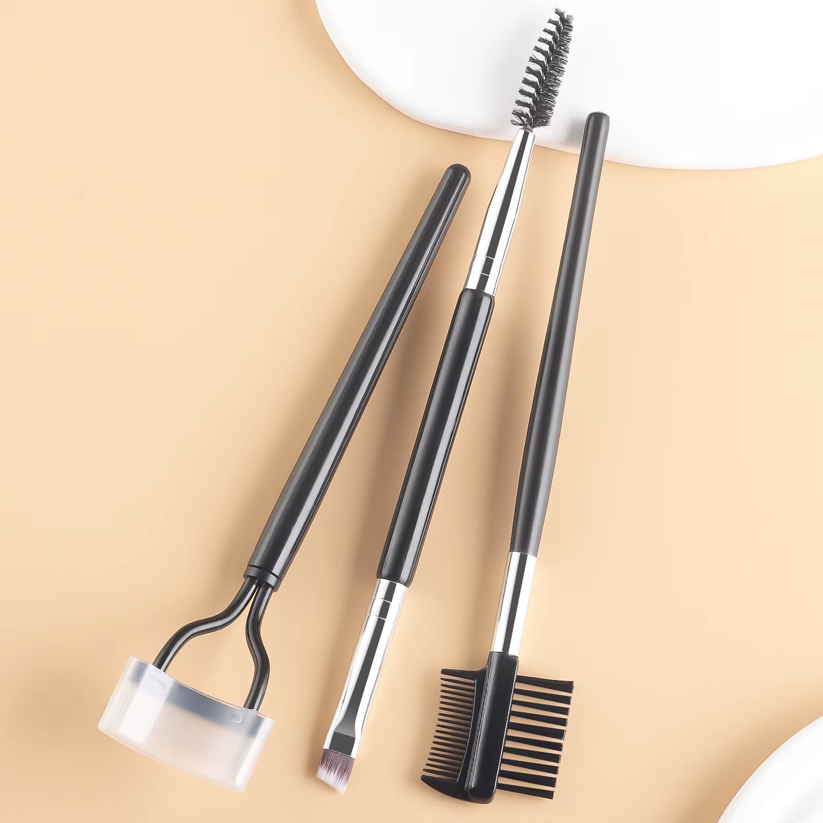 Eye Makeup Tool Set,3Pcs Double Head Eyebrow Brush Eyelash Curl & Fine Eyebrow Brush Comb & Eyelash Separator Soft