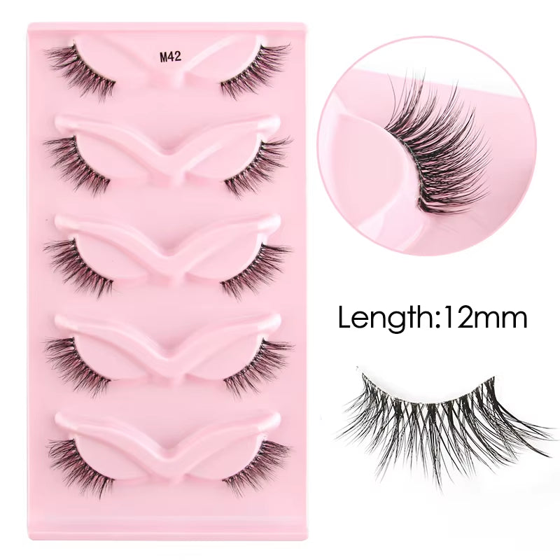 Half Lashes 5/7/10 Pairs Half False Eyelashes Soft Natural Cat Eye Lashes Makeup 3D Mink Eyelash Extension Fluffy Faux Cils